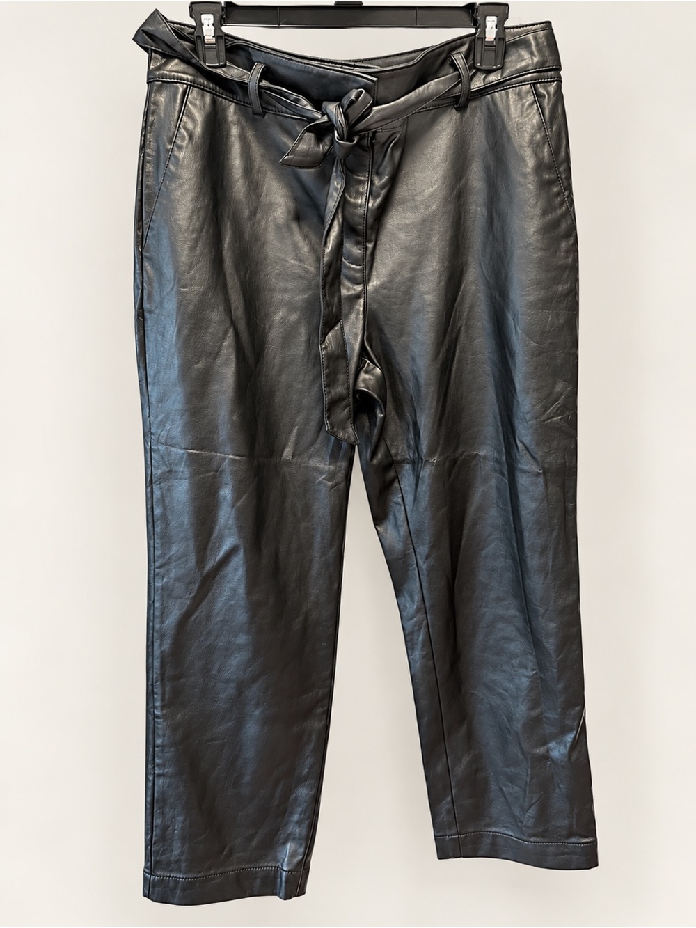 LOFT High Waist Faux Leather Tie Waist Pants Black Size 12